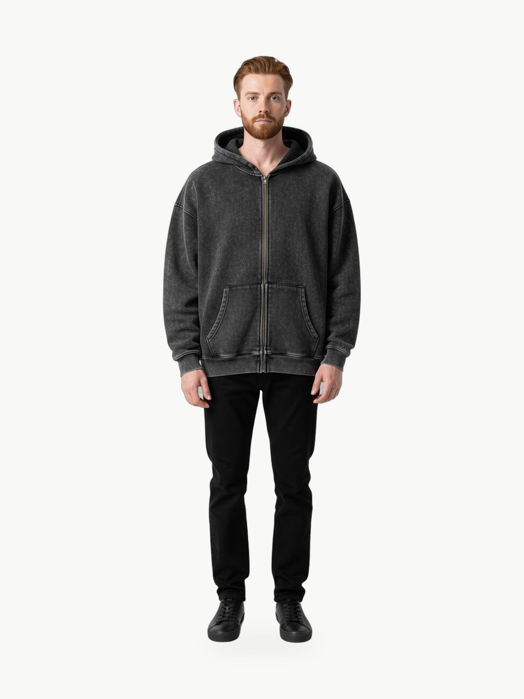LEGIO Zip Hoodie — Washed Black